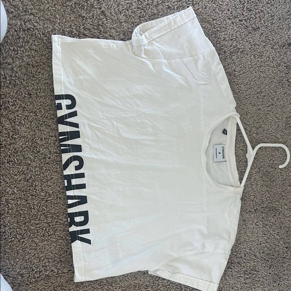 Gymshark White Crop Top with Black Logo